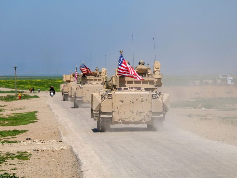 The U.S. military sends reinforcements to its bases in Deir ez-Zor province in Syria on Aug. 13. (Omer Al Diri/Anadolu Agency via Getty Images)